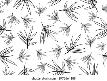 Bamboo leaf composition in design. Vector romantic landscape with bamboo trees on a white and gray background, and various attractive colors make an exclusive design