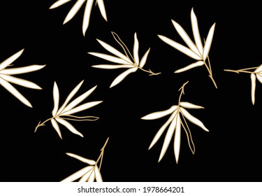 Bamboo leaf composition in design. Vector romantic landscape with bamboo trees on a white and gray background, and various attractive colors make an exclusive design