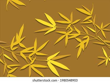 Bamboo leaf composition in design. Vector romantic landscape with bamboo trees on a white and gray background, and various attractive colors make an exclusive design