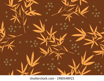 Bamboo leaf composition in design. Vector romantic landscape with bamboo trees on a white and gray background, and various attractive colors make an exclusive design