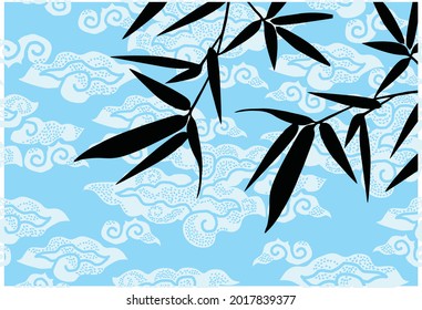 Bamboo leaf composition in design. Vector romantic landscape with bamboo trees on  various attractive colors make an exclusive design. EPS 10 