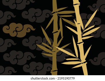 Bamboo leaf composition in design. Vector romantic landscape with bamboo trees on a white and gray background, and various attractive colors make an exclusive design