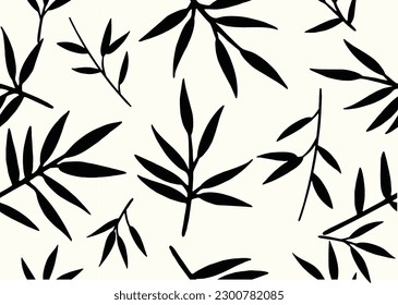 Bamboo leaf composition in design. Vector romantic landscape with bamboo trees on a white and gray background, and various attractive colors make an exclusive design