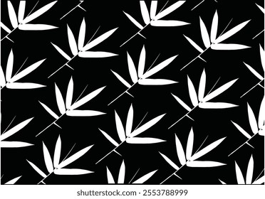 Bamboo leaf composition in design. Vector romantic landscape with bamboo trees on a white and gray background, and various attractive colors make an exclusive design