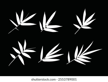 Bamboo leaf composition in design. Vector romantic landscape with bamboo trees on a white and gray background, and various attractive colors make an exclusive design