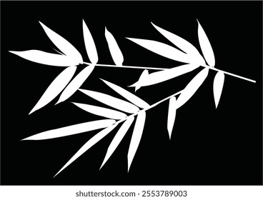 Bamboo leaf composition in design. Vector romantic landscape with bamboo trees on a white and gray background, and various attractive colors make an exclusive design