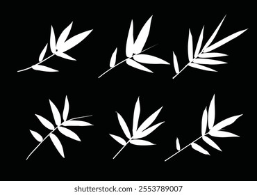 Bamboo leaf composition in design. Vector romantic landscape with bamboo trees on a white and gray background, and various attractive colors make an exclusive design