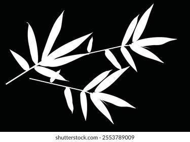 Bamboo leaf composition in design. Vector romantic landscape with bamboo trees on a white and gray background, and various attractive colors make an exclusive design