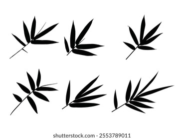 Bamboo leaf composition in design. Vector romantic landscape with bamboo trees on a white and gray background, and various attractive colors make an exclusive design