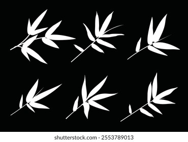 Bamboo leaf composition in design. Vector romantic landscape with bamboo trees on a white and gray background, and various attractive colors make an exclusive design