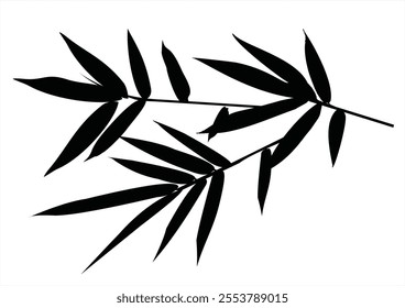 Bamboo leaf composition in design. Vector romantic landscape with bamboo trees on a white and gray background, and various attractive colors make an exclusive design