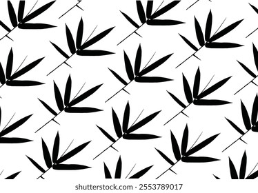 Bamboo leaf composition in design. Vector romantic landscape with bamboo trees on a white and gray background, and various attractive colors make an exclusive design