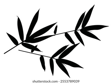 Bamboo leaf composition in design. Vector romantic landscape with bamboo trees on a white and gray background, and various attractive colors make an exclusive design