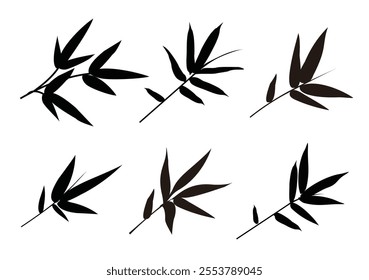 Bamboo leaf composition in design. Vector romantic landscape with bamboo trees on a white and gray background, and various attractive colors make an exclusive design