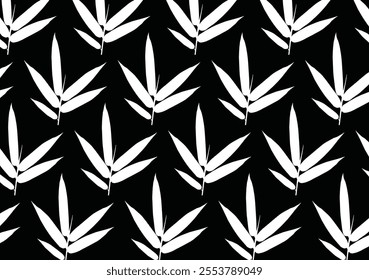 Bamboo leaf composition in design. Vector romantic landscape with bamboo trees on a white and gray background, and various attractive colors make an exclusive design