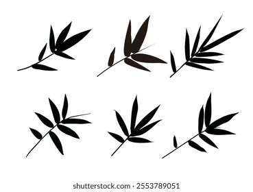 Bamboo leaf composition in design. Vector romantic landscape with bamboo trees on a white and gray background, and various attractive colors make an exclusive design