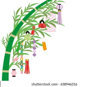 Bamboo leaf decorated in "Tanabata" of Japanese traditional event.