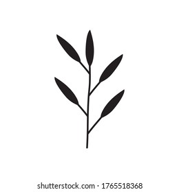 icono de hoja de bambú sobre fondo blanco, estilo de silueta, ilustración vectorial
