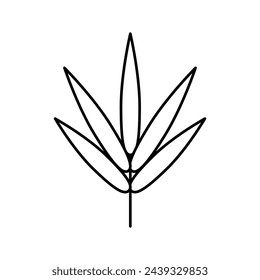 vector de icono de línea de hoja de bambú. signo de hoja de bambú. símbolo de contorno aislado ilustración negra