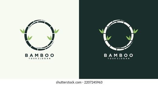 diseño de logotipo de bambú y hoja con concepto creativo vector premium