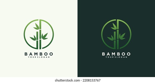 diseño de logotipo de bambú y hoja con concepto creativo vector premium