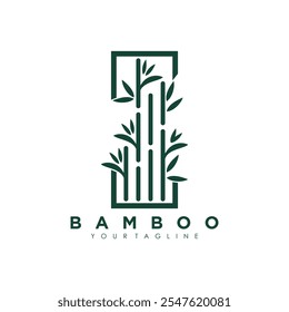 Diseño de logotipo de bambú y hoja con idea creativa