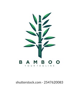 Diseño de logotipo de bambú y hoja con idea creativa