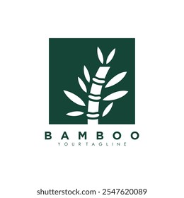 Diseño de logotipo de bambú y hoja con idea creativa