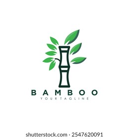 Diseño de logotipo de bambú y hoja con idea creativa