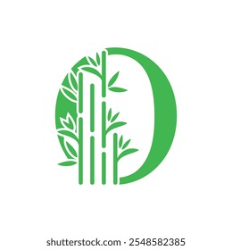 Bamboo and leaf logo design with creative letter concept