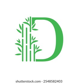Diseño de logotipo de bambú y hoja con concepto de letra creativa