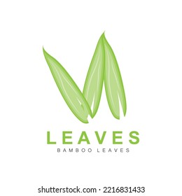 Bamboo Leaf Logo Design, Green Plant Vector, Panda Food Bamboo, Product Brand Illustration