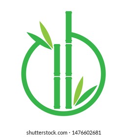bamboo and leaf logo vector design