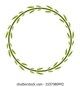 bamboo leaf motif frame, border shape of plant leaves, flat design with isolated white background