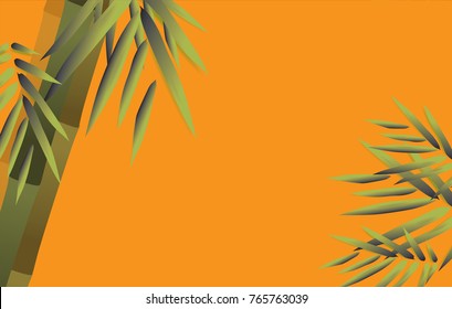 bamboo leaf on orange background. vector eps 10.