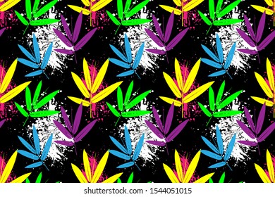 Bamboo leaf seamless pattern on colorful. Abstract decorative seamless pattern. Seamless Pattern for Wallpaper, Textile, Packaging, Printing, Cloth and Interior. Vector Eps 10