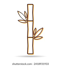 Icono de sombra de hoja de bambú, diseño de símbolos tropicales naturales, ilustración vectorial de signo web.