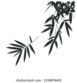 Bamboo leaf vector silhouette on white background