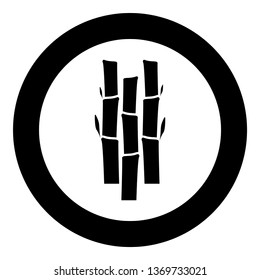 Bamboo with leafs Nature plant icon in circle round black color vector illustration flat style simple image