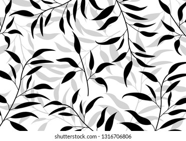 Bamboo Leaves Bamboo Background Black White Stock Vector (Royalty Free ...