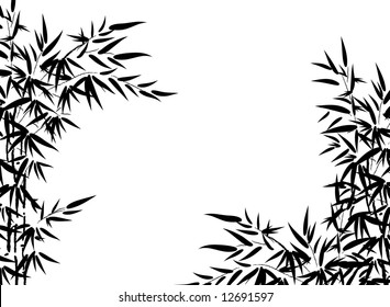 Bamboo Leaves Black White Colors Design Stock Vector (Royalty Free ...