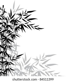 Bamboo leaves in black and white colors for design