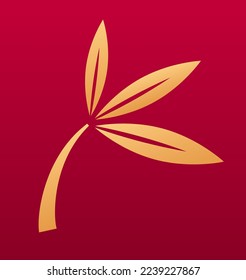 Bamboo leaves decorative element. Chinese traditional floral pattern. Isolated vector illustrations