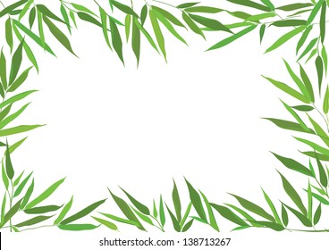 bamboo leaves frame. vector floral border. illustration isolated on white background