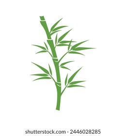 Bamboo leaves icon over white background, silhouette style, vector illustration