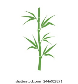 Bamboo leaves icon over white background, silhouette style, vector illustration