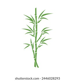 Bamboo leaves icon over white background, silhouette style, vector illustration