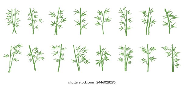 Bamboo leaves icon over white background, silhouette style, vector illustration