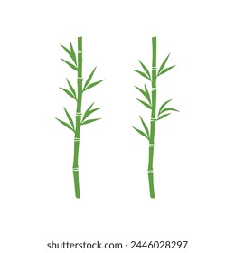 Bamboo leaves icon over white background, silhouette style, vector illustration