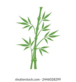 Bamboo leaves icon over white background, silhouette style, vector illustration